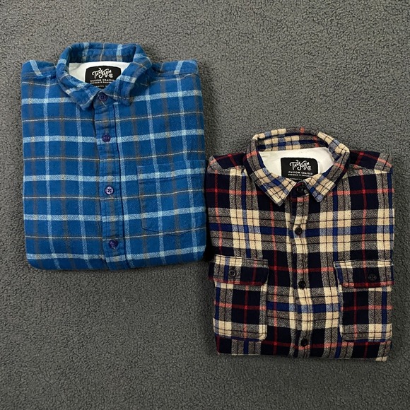 Tank Farm & Co Other - Tank Farm & Co Set of 2 Shirts Mens Medium Slim Flannel Button Up Plaid Cotton
